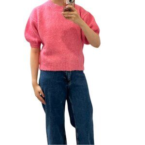 Zara Womens Short Sleeve Soft Knit Sweater Pink CN